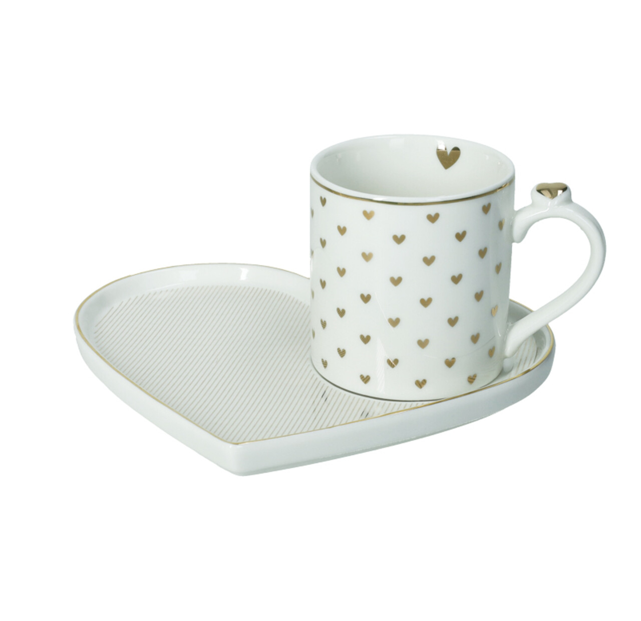 Ceasca cu farfurie, Amore Mio Righe, Brandani, 17.5x15.5x8 cm, portelan New Bone China - imagine 3